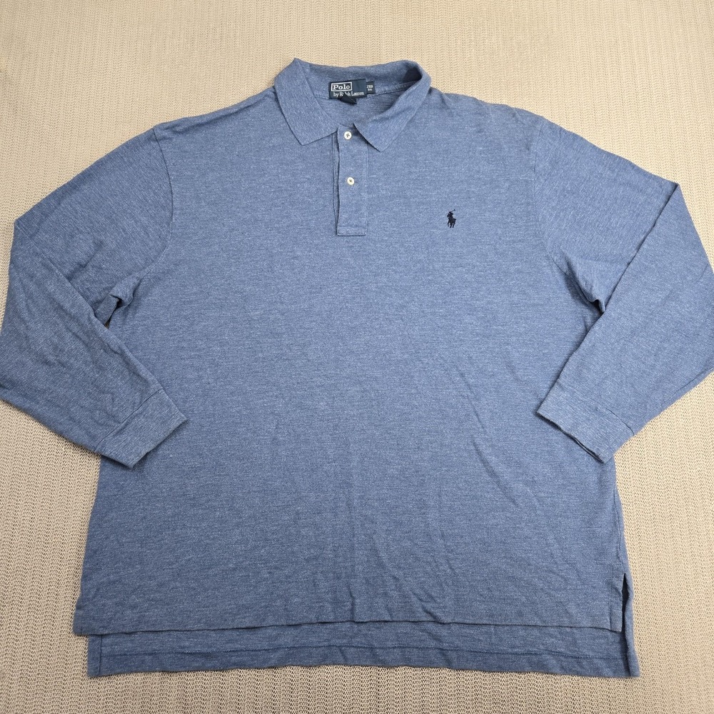 Polo Ralph Lauren Polo Shirt Mens 2XB Big Blue Long Sleeve Big & Tall Casual